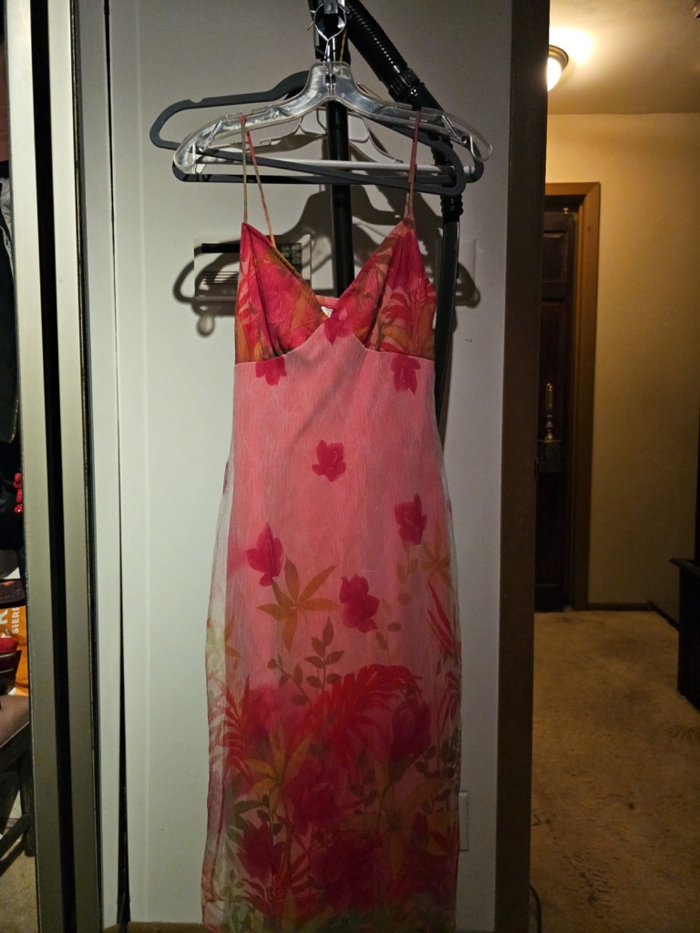 Frederick's of Hollywood Pink Floral Sheer Slip Dress